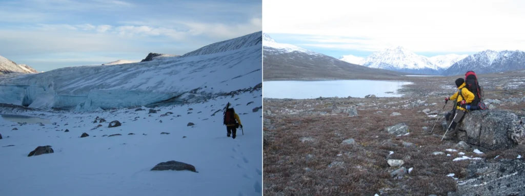 Last day on A. P Olsen and last hours of hike the next day before our pick-up from Tyrolerfjorden (Credit: Babis Charamlapida).