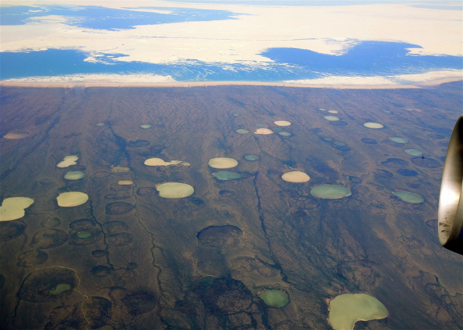 Figure 2: Permafrost thaw ponds in Hudson Bay Canada (taken from Wikimedia )