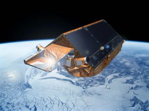 CryoSat-2, an ESA Earth Explorer satellite that carries onboard a radar altimeter to measure ice elevation (Credit : ESA – P. Carril)