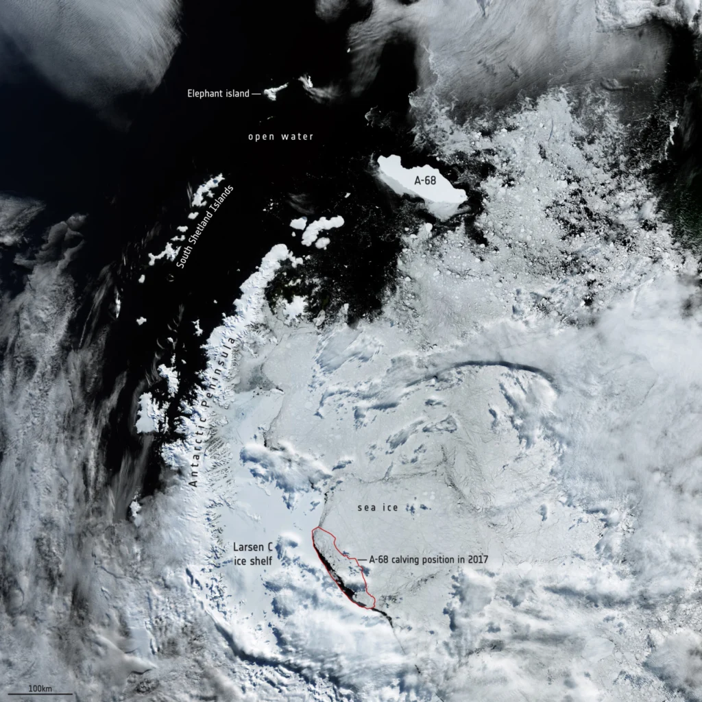 Climate Change & Cryosphere – A brief history of A68, the world’s largest iceberg