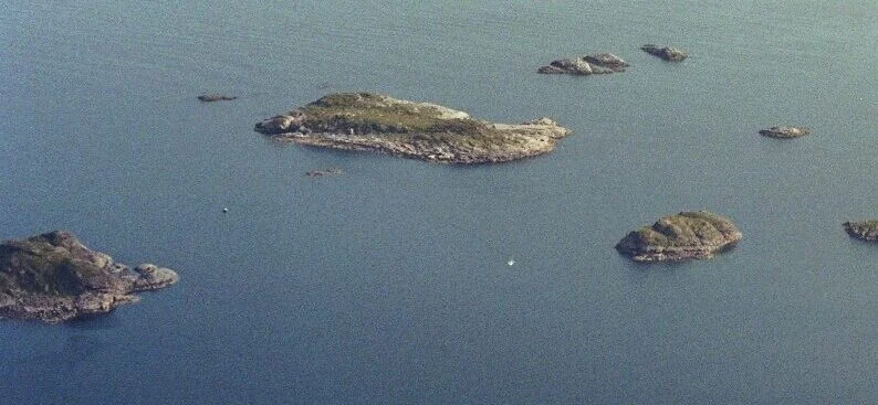 Aerial shot of islands in Lofoten