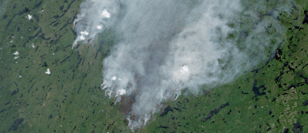 July 2021 Saskatchewan fires captured by Sentinel Hub (Copernicus).