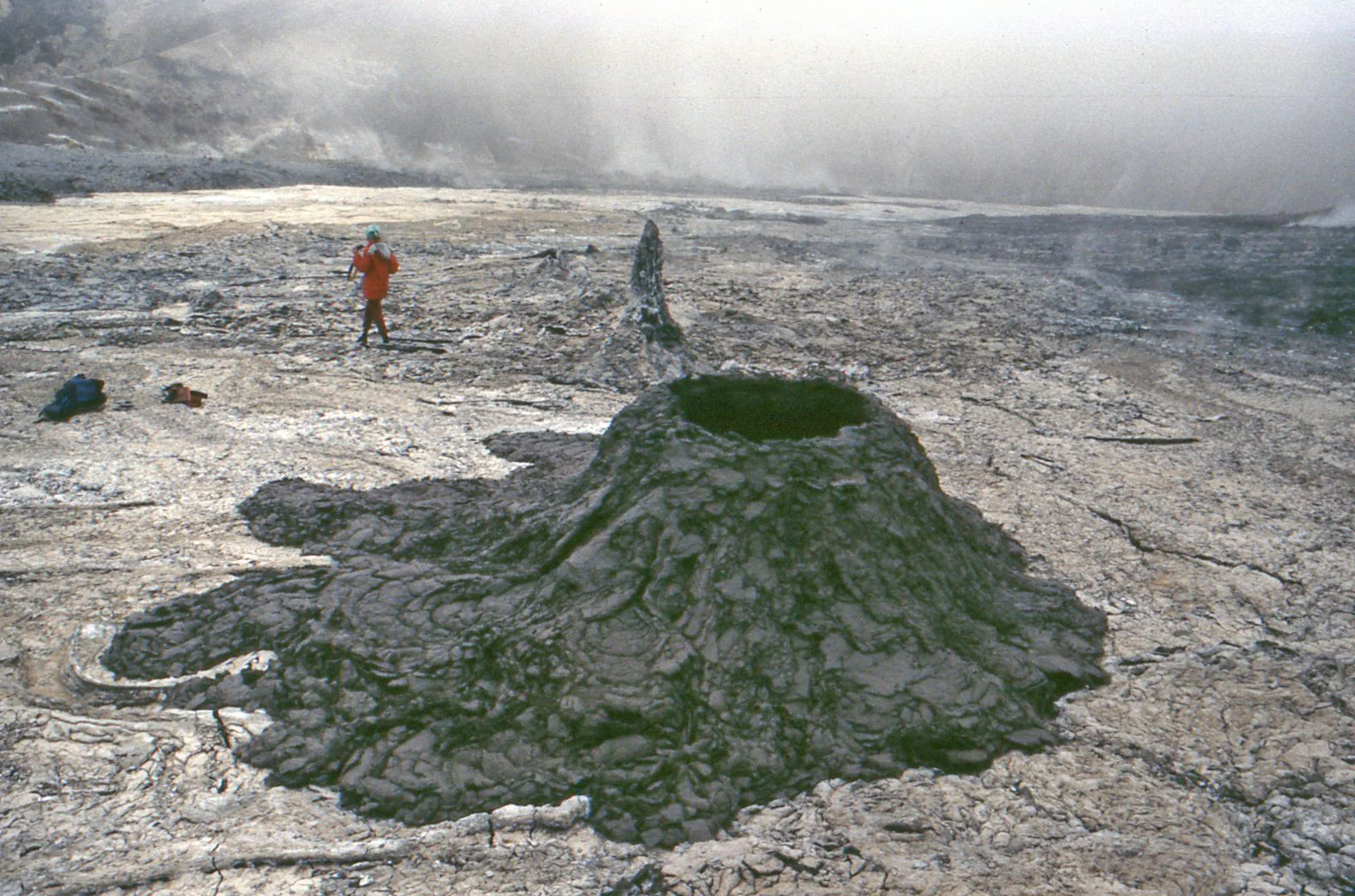 A curious little spatter cone of carbonatite lava, within the active crater of Oldoinyo Lengai. 