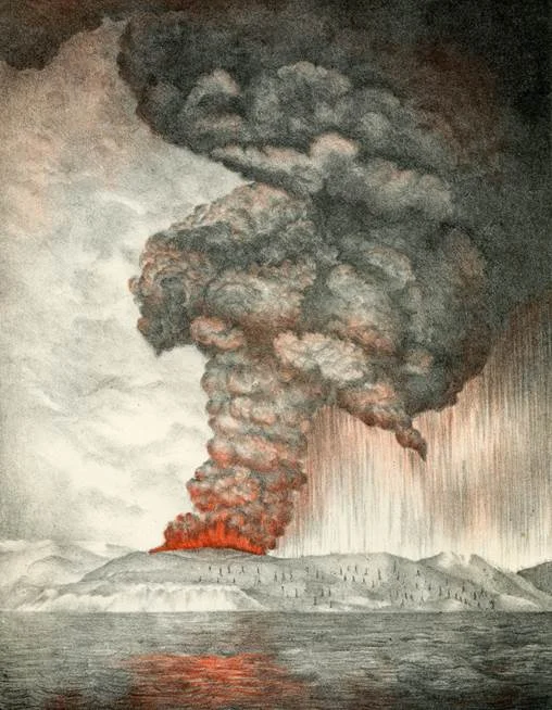Precursory eruption of Krakatoa in May 1883. From Symonds (1888). 