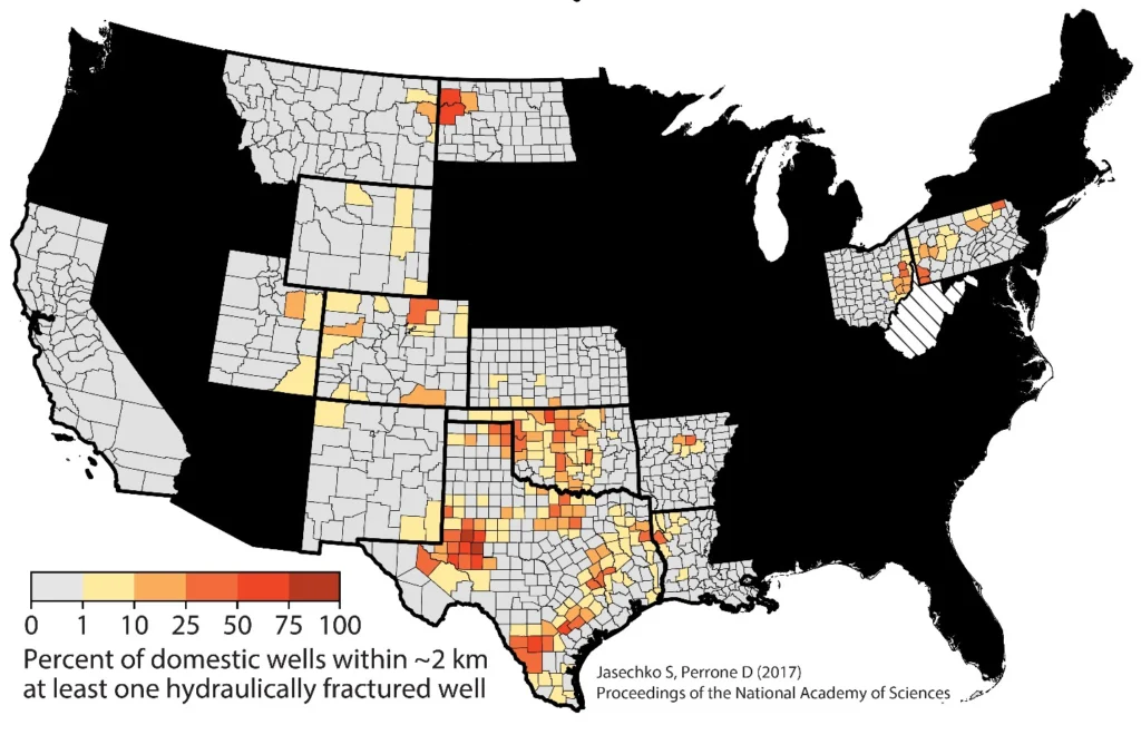 Hydraulic fracturing close to groundwater wells