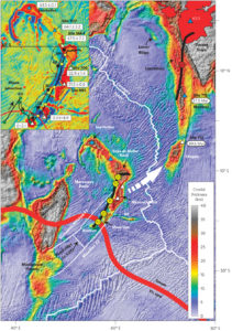 NW Indian Ocean crustal thickness map.