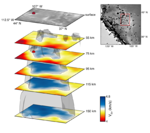 Location and mantle structure of the 2013 Wind River earthquake. 
