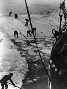Shackleton's crew trying to free the Endurance.