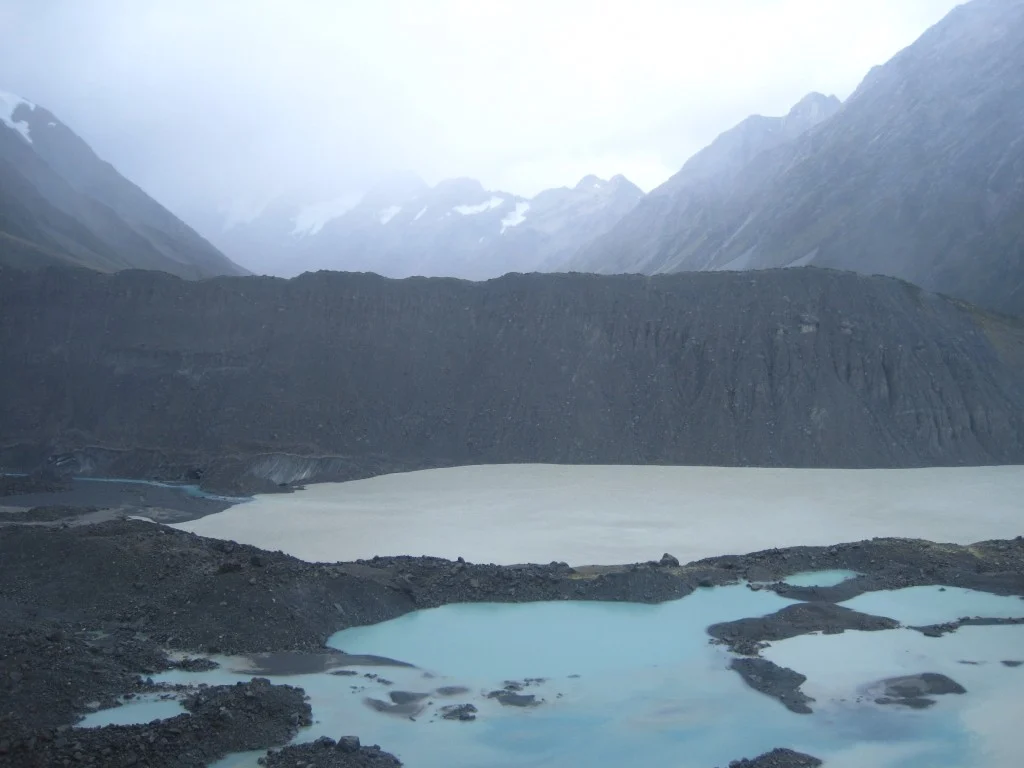 The moraine and the mixing ponds (Photo: Matt Herod)