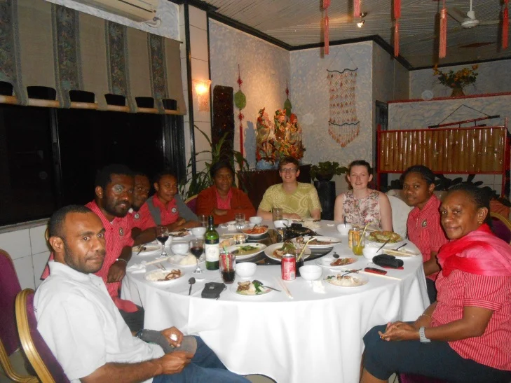 Having a meal on the final night with the Geohazards unit from the Vanuatu Geohazards Observatory.