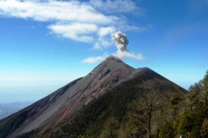 Fuego (Guatemala) is a currently active volcano, with risks to local populations and their livelihoods.