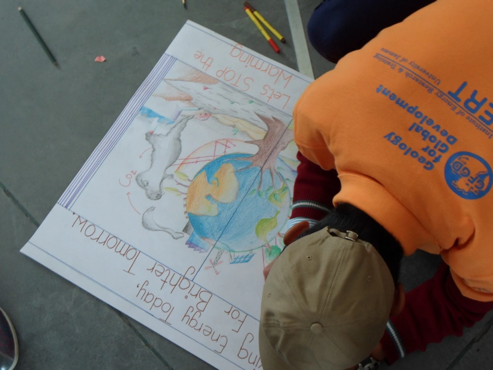 School children in Ladakh (India) drawing on the theme of environmental change.