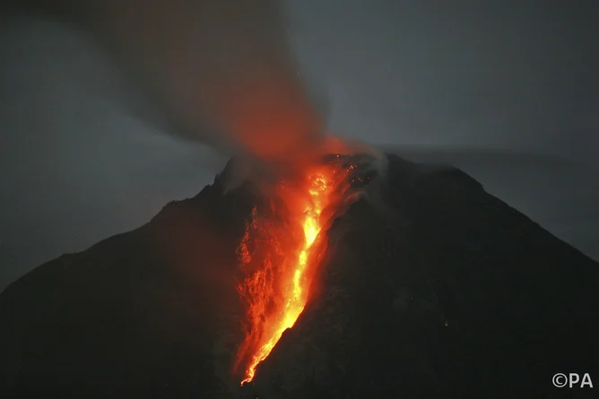 Thank goodness Mount Sinabung isn’t a supervolcano. Binsar Bakkara/AP